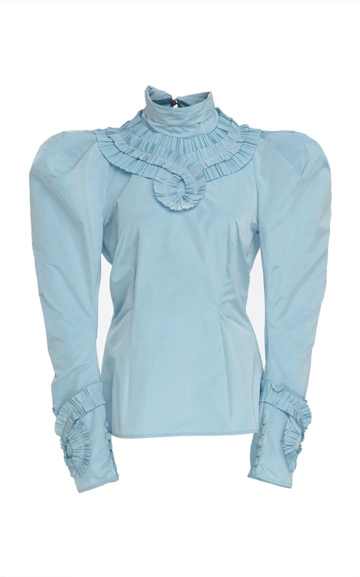 Erdem Lillia High Neck Taffeta Top