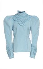 Erdem Lillia High Neck Taffeta Top