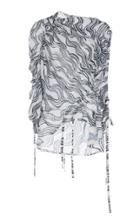 Atlein Printed Stretch Tulle Ruched Top