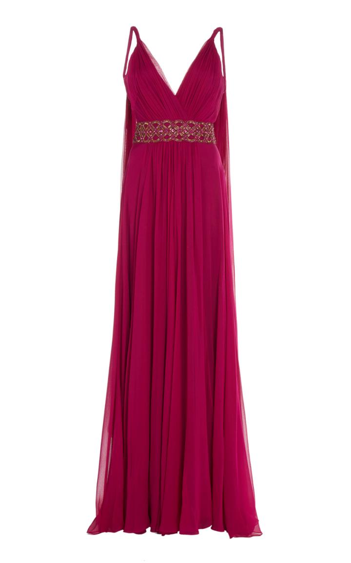 Jenny Packham Tahoe Silk Chiffon Draped Gown