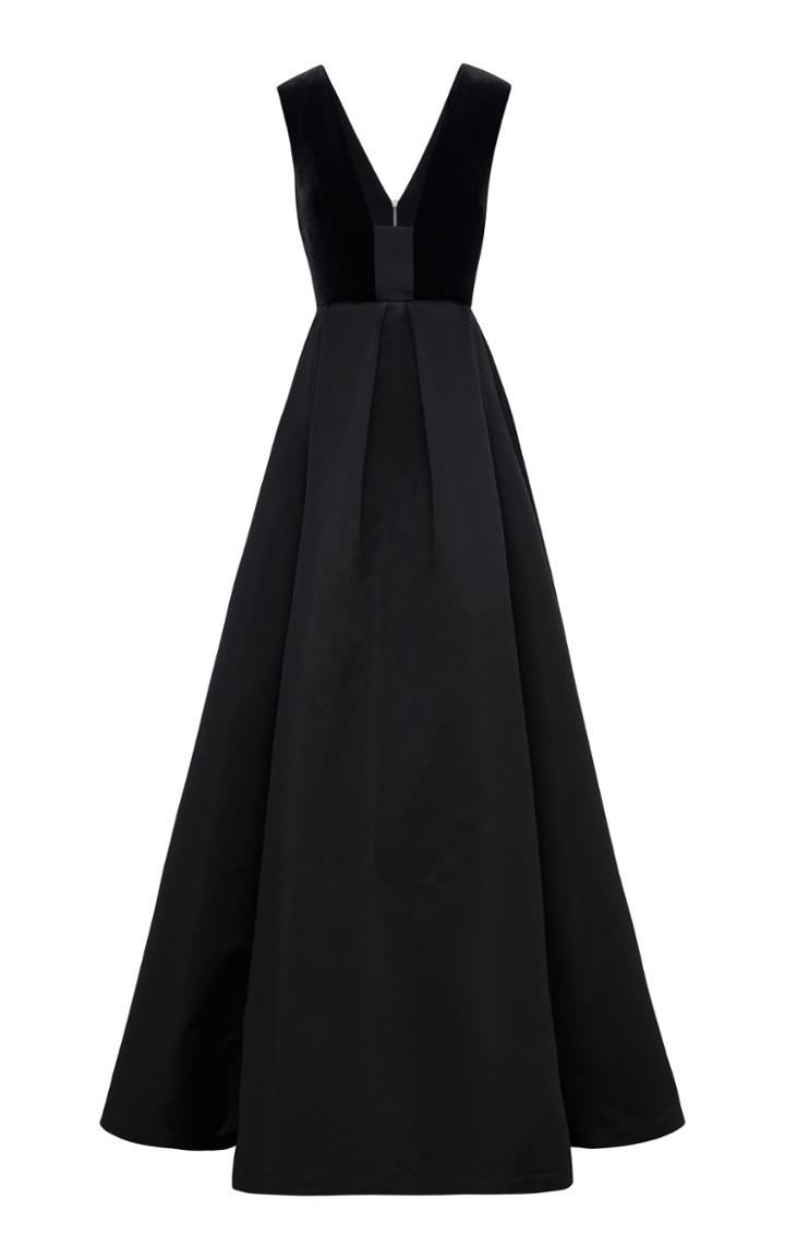 Alex Perry Arden Silk And Velvet V Neck Gown