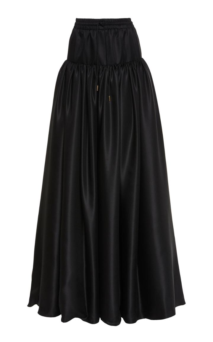 Brandon Maxwell Drop Waist Drawstring Satin Ball Skirt