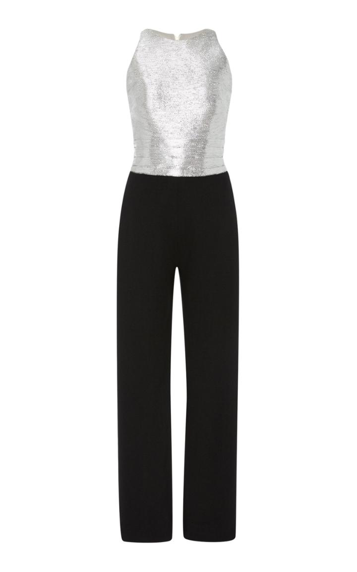 Moda Operandi Brandon Maxwell Metallic Two-tone Lurex-raffia Slim-leg Jumpsuit Size: