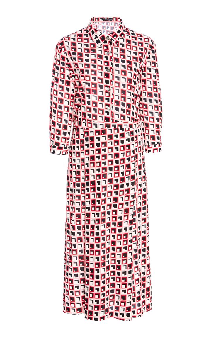 Laura Urbinati Silk Geometric Shirt Dress