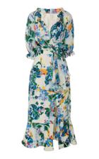 Saloni Olivia Floral-print Silk-blend Midi Dress