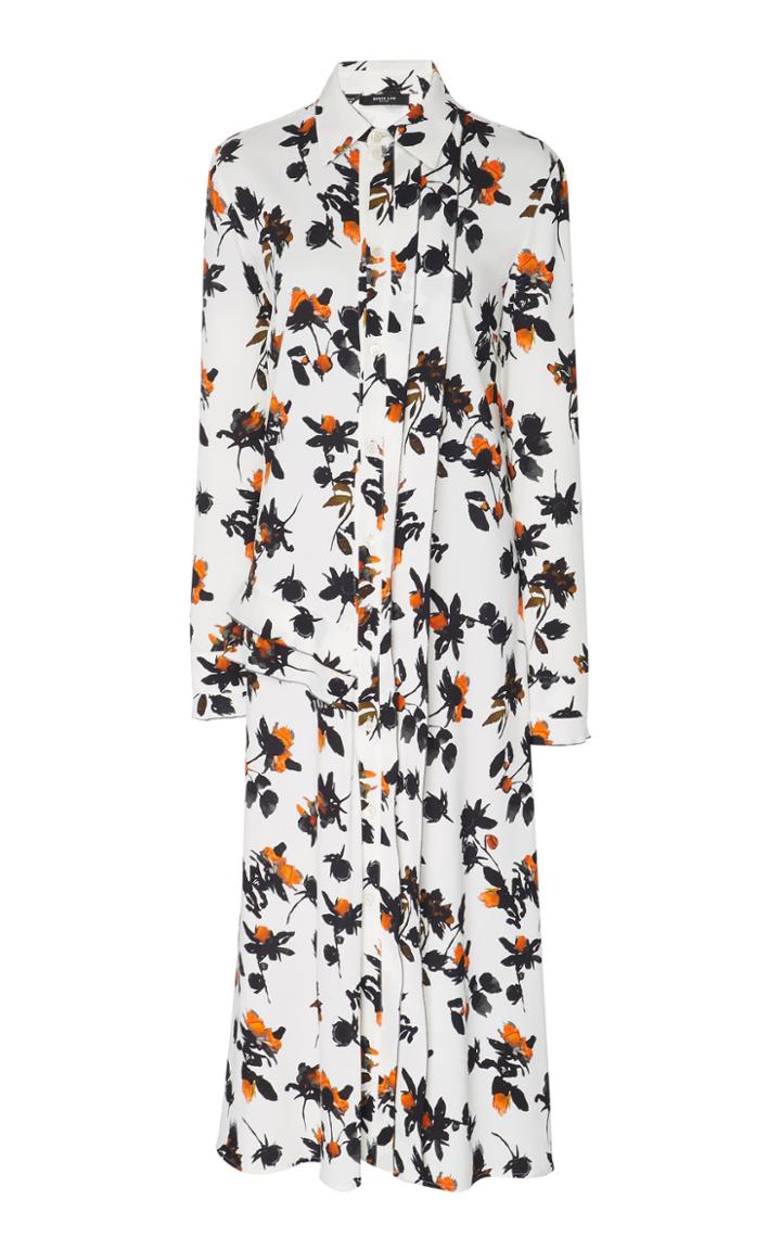 Derek Lam Pleated Floral Shirt Dress