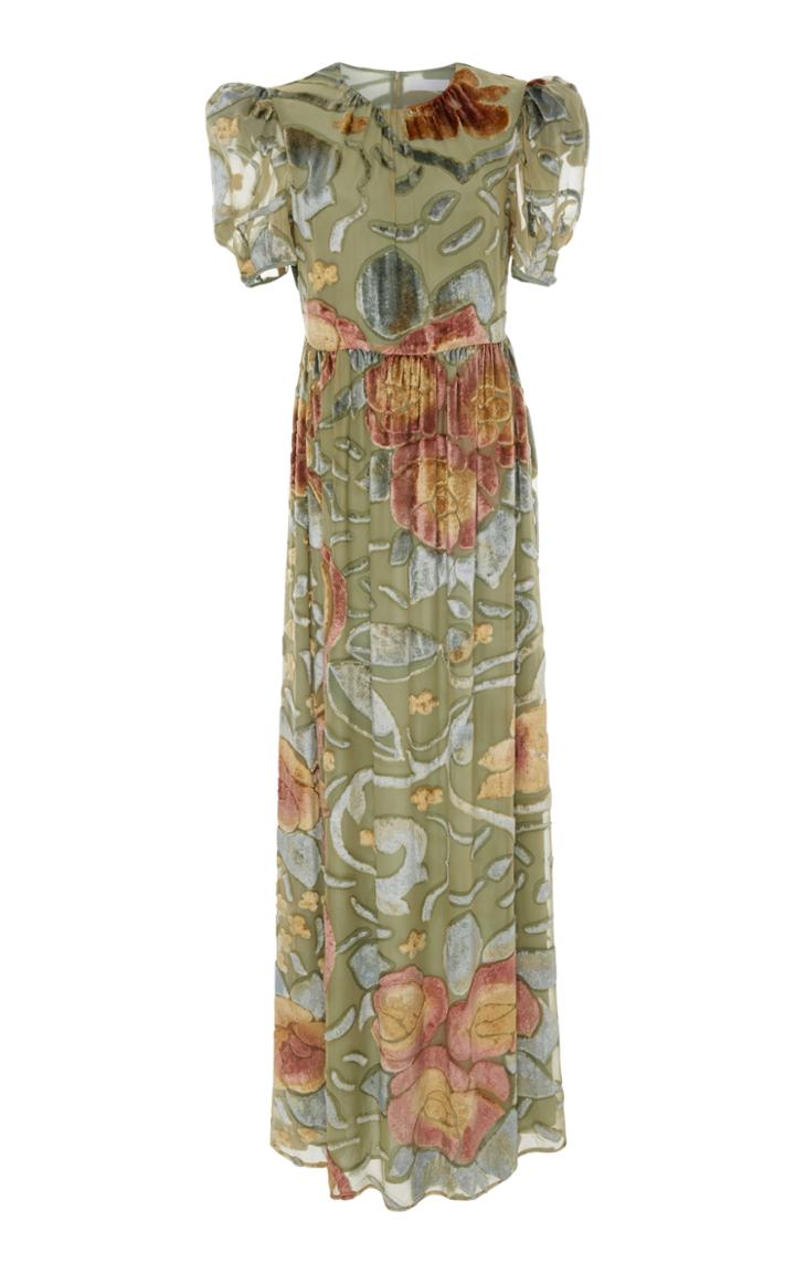 Co Balloon Sleeve Gathered Neck Dress
