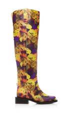 Ganni Floral-print Leather Knee Boots