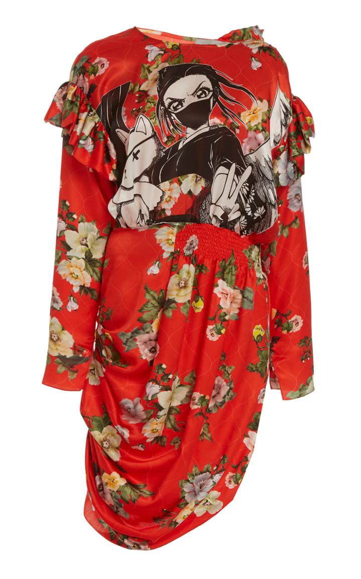 Moda Operandi Preen By Thornton Bregazzi Kaari Printed Satin Draped Mini Dress Size: