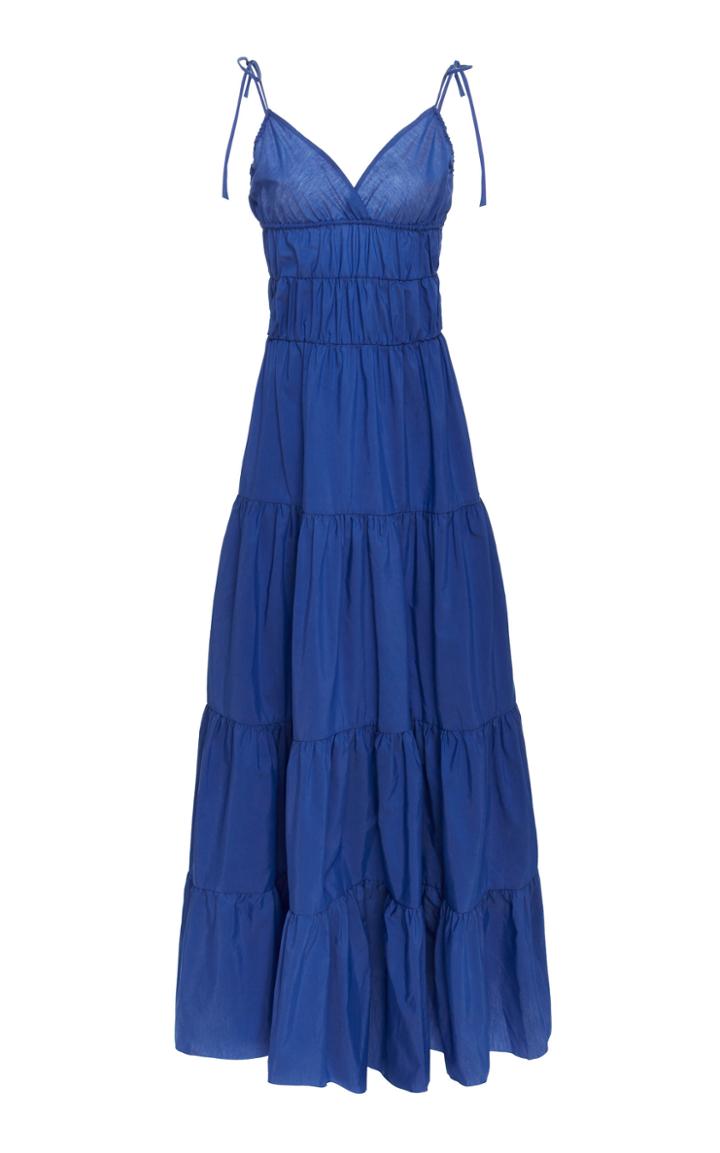 Marques Almeida Tiered Ruched Cotton-poplin Maxi Dress
