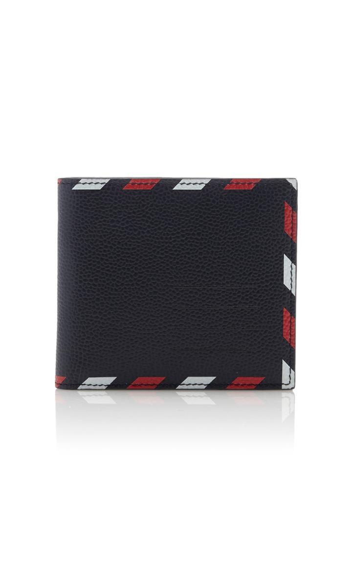 Thom Browne Airmail-print Pebble-grain Leather Billfold Wallet