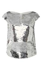 Oscar De La Renta Cap Sleeve Sequin Top