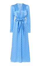Alessandra Rich Polka Dot Silk Satin Tie Front Dress Size: 38