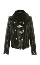 Alexandre Vauthier Patent Shearling Double Breasted Jacket