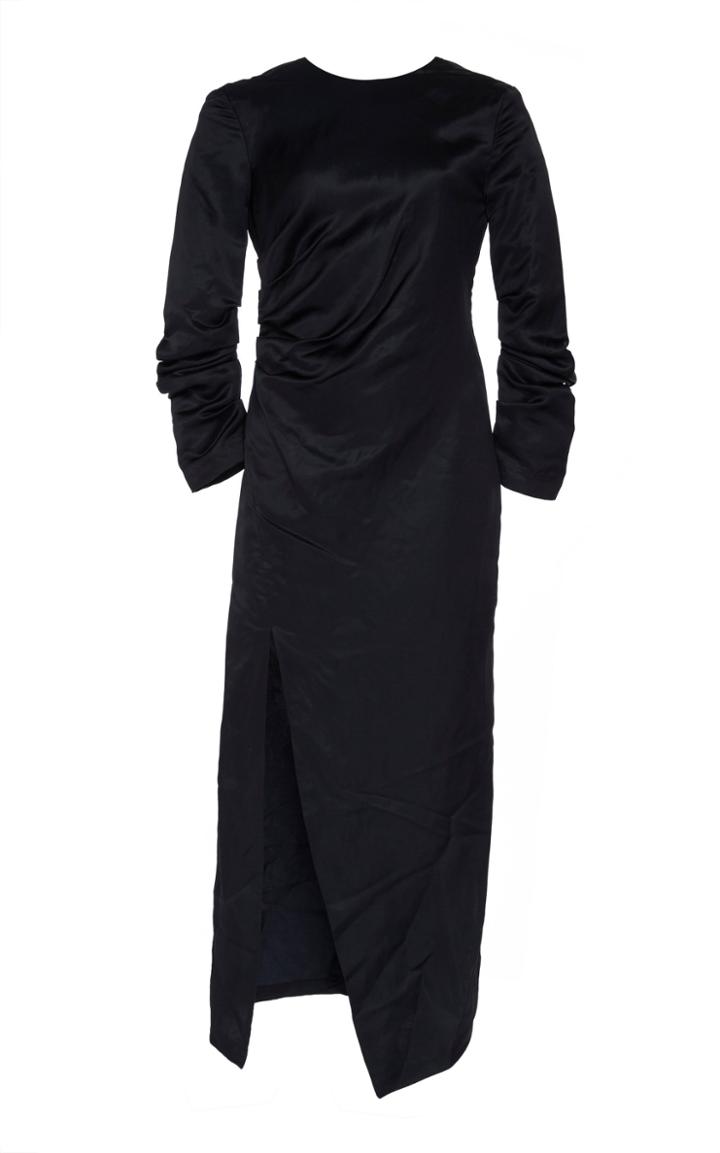 A.w.a.k.e. Gathered Satin Midi Dress