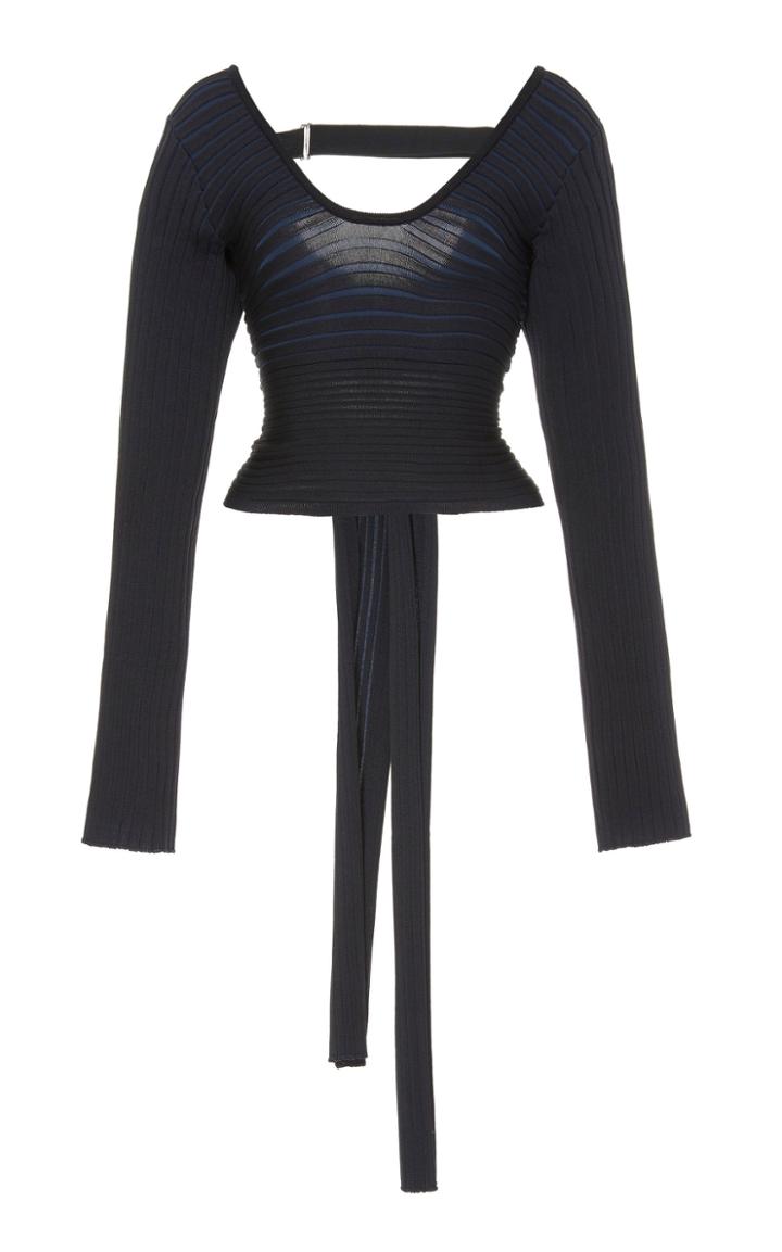 Tibi Cutout Ribbed Knit Top