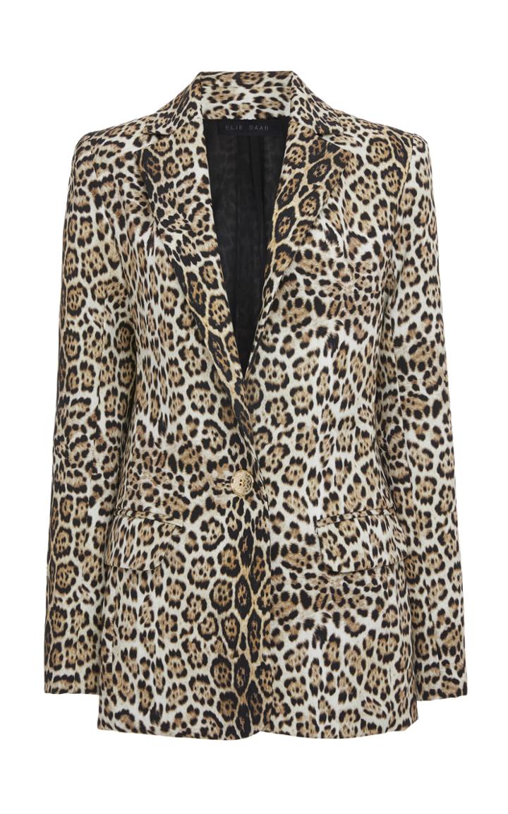 Elie Saab Animal Print Cady Blazer