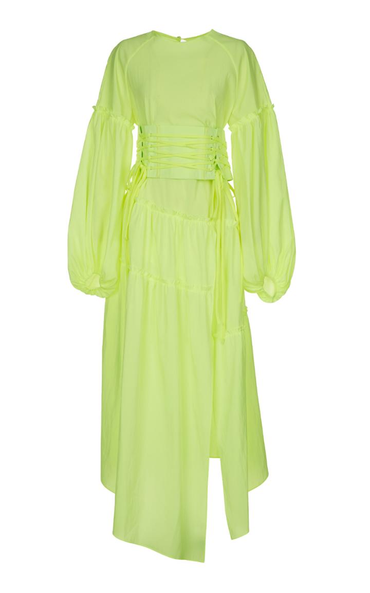 Kye Puff-sleeve Unbalance Dress /eyelet Corset Set