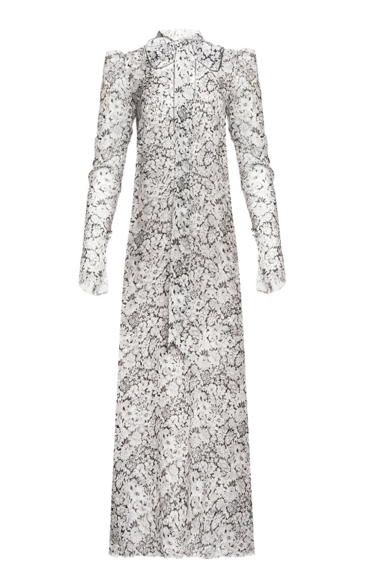 The Vampire's Wife Unconditional Tie-neck Floral Silk Maxi Dress