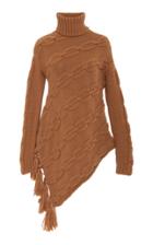 Oscar De La Renta Asymmetrical Virgin Wool Cable Knit Turtleneck