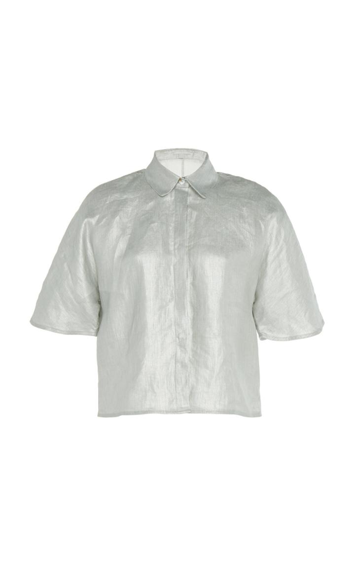 White Story Operato Linen Cropped Day Shirt