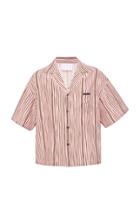 Prada Camp Collar Striped Cotton-poplin Shirt