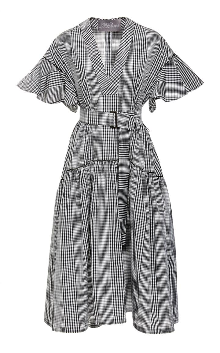 Lela Rose Flutter Sleeve V-neck Dress