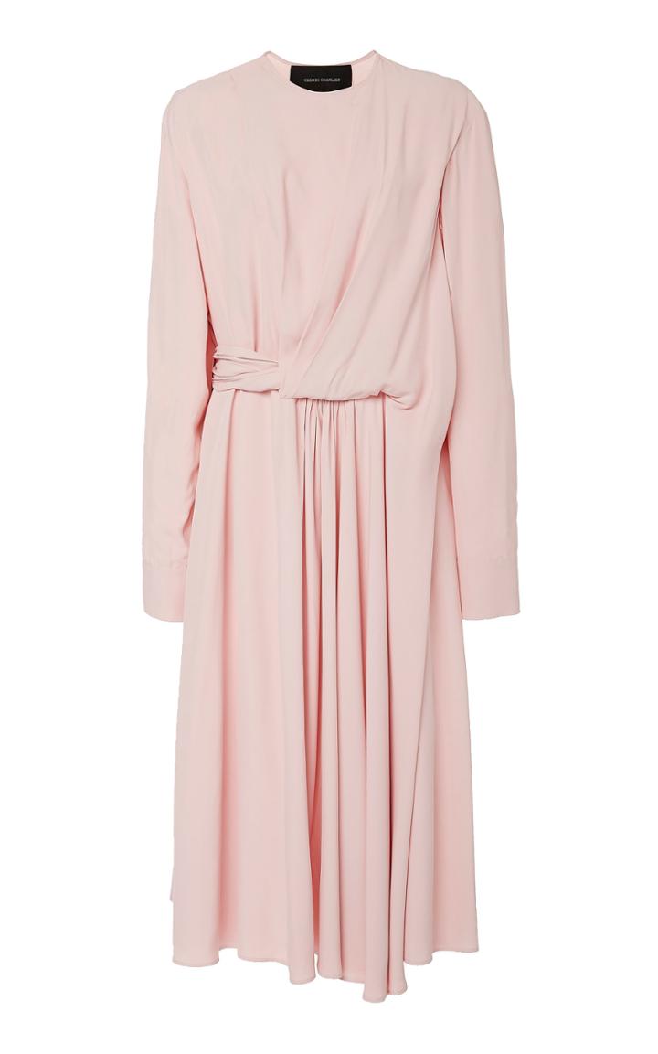 Cdric Charlier Draped Pleated Crepe Dress