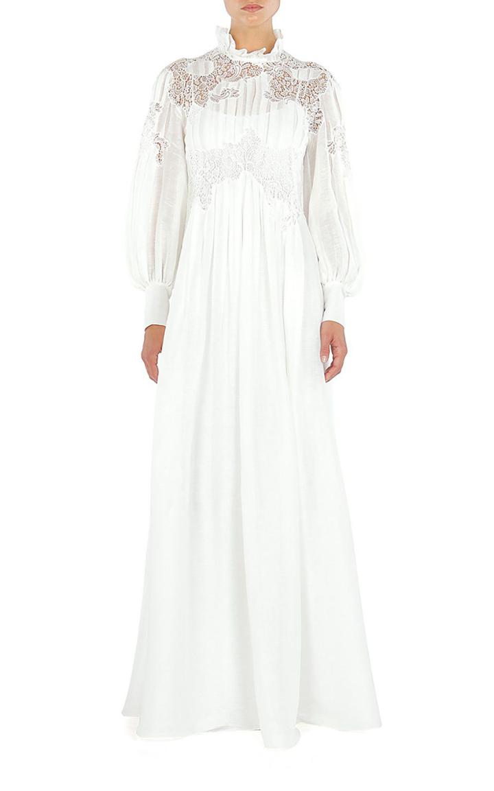 Moda Operandi Alberta Ferretti Pleated Silk-lace Gown