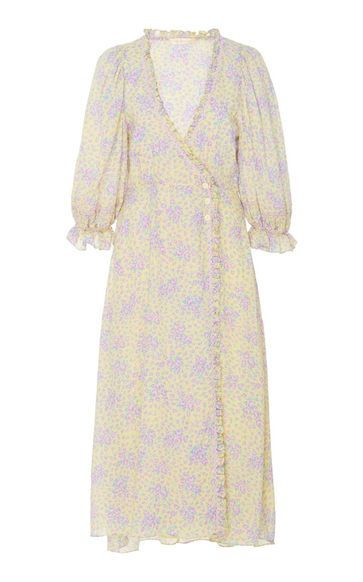 Moda Operandi Loveshackfancy Sarabeth Cotton Ruffle Neckline Dress Size: 00