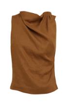 Moda Operandi Bondi Born Funnel Neck Linen-twill Top