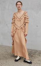 Moda Operandi By Malene Birger Iolu Embellished Ruffled Twill Maxi Dress