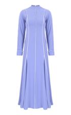 Amal Al Mulla Blue Crepe Midi Overlock Striped Dress