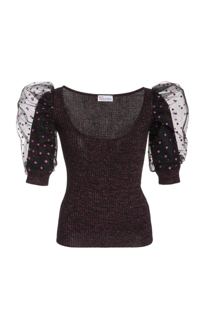 Moda Operandi Red Valentino Metallic Ribbed Knit Sweater