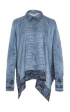 Roberto Cavalli Silk Croc Print Button Up Top