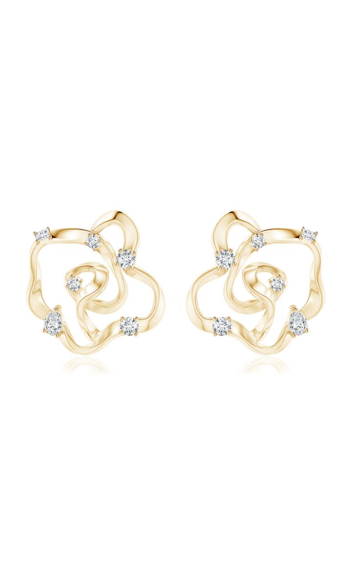 Natori 14k Gold Dispersed Diamond Sakura Studs