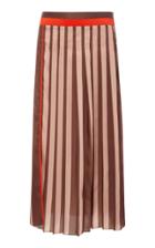 Victoria Victoria Beckham Striped Pleated Chiffon Midi Skirt