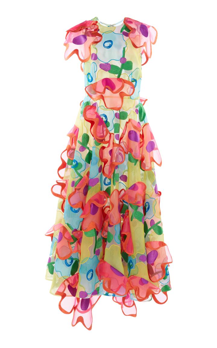 Christopher Kane Jumbo Floral Embroidered Dress