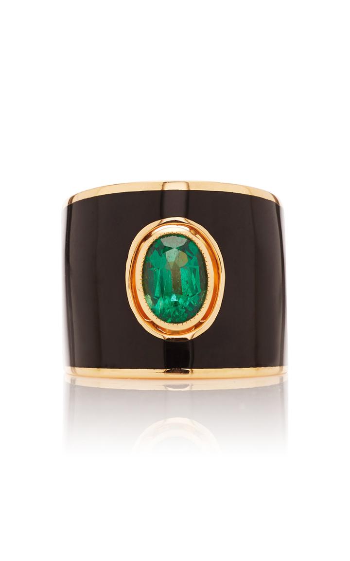 Gilan Hafsa 18k Rose Gold And Emerald Ring Size: 6.5