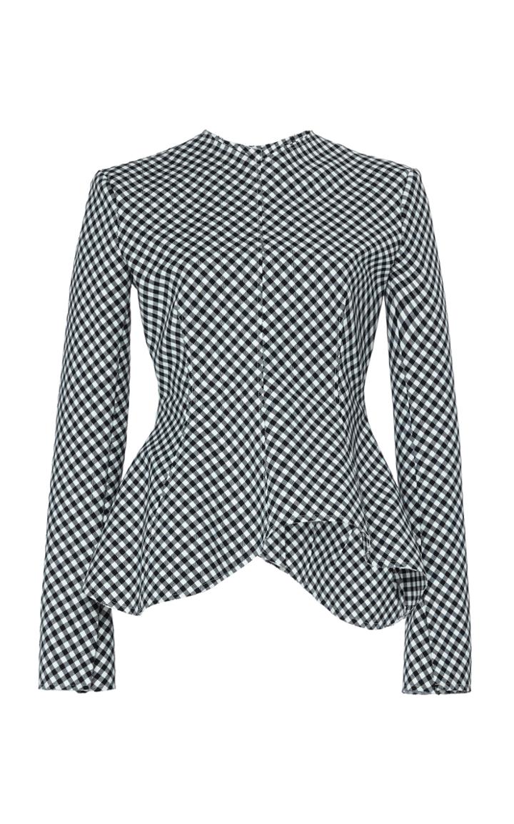 A.w.a.k.e. Mode Gingham Cotton-blend Peplum Top