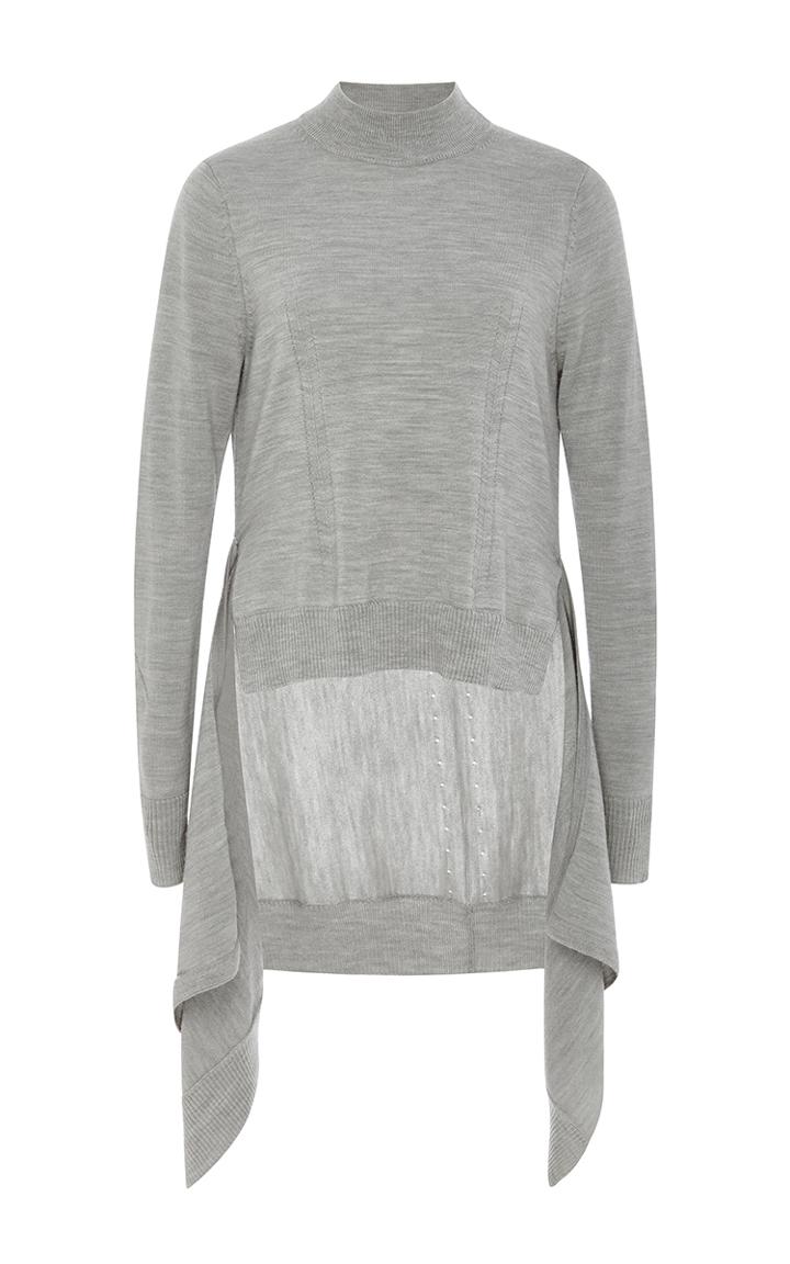 Tabula Rasa Grey Merino Wool High Low Sweater