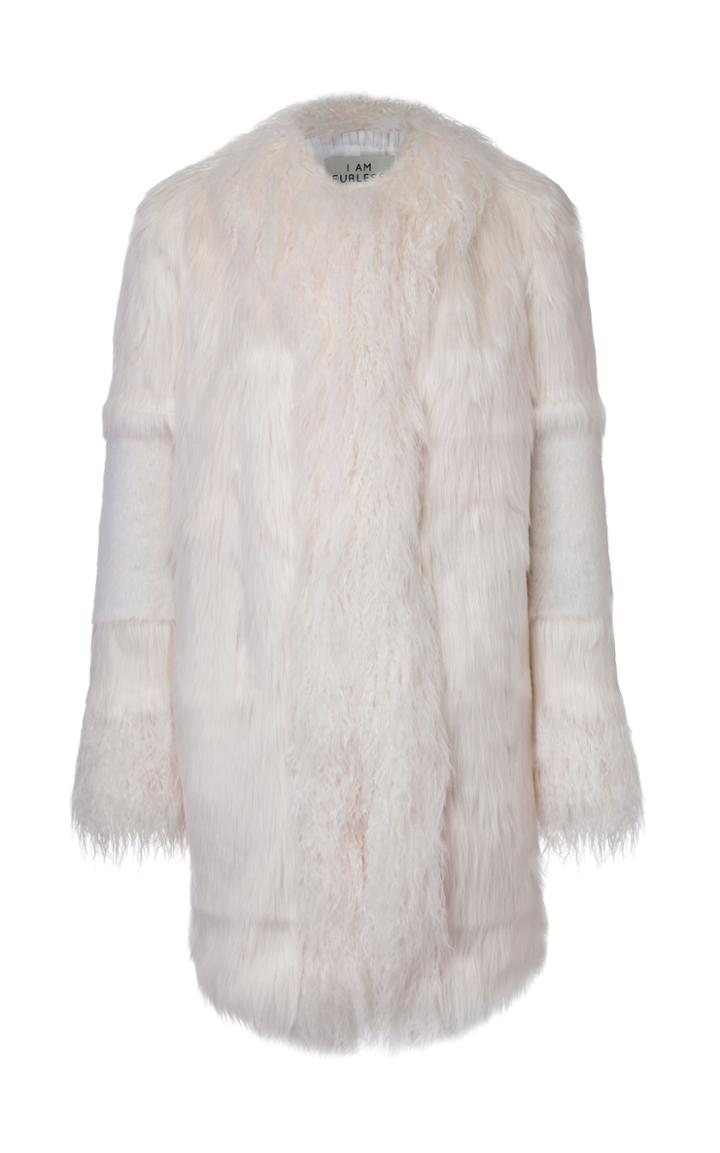 Marei 1998 Ipomoea Eco Fur-trimmed Collarless Coat