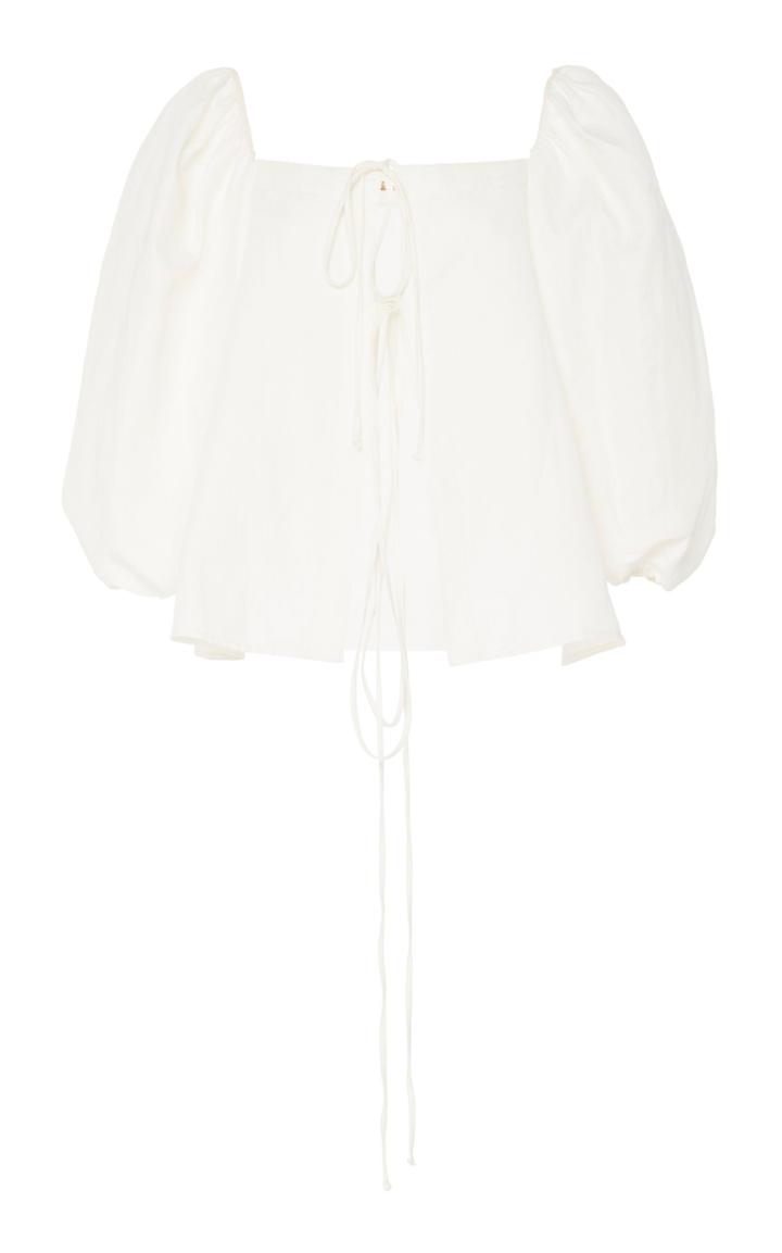 Cult Gaia Aurel Linen Tied Bolero Top