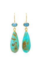 Mallary Marks Apple & Eve 18k Gold Aquamarine And Turquoise Earrings