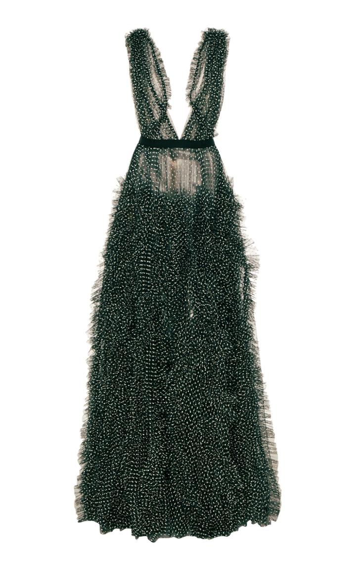 Jason Wu Collection Sleeveless V-neck Dot Tulle Gown