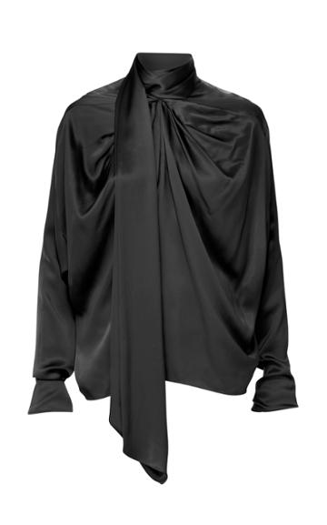 Dodo Bar Or Michaella Draped Silk Tie-neck Top