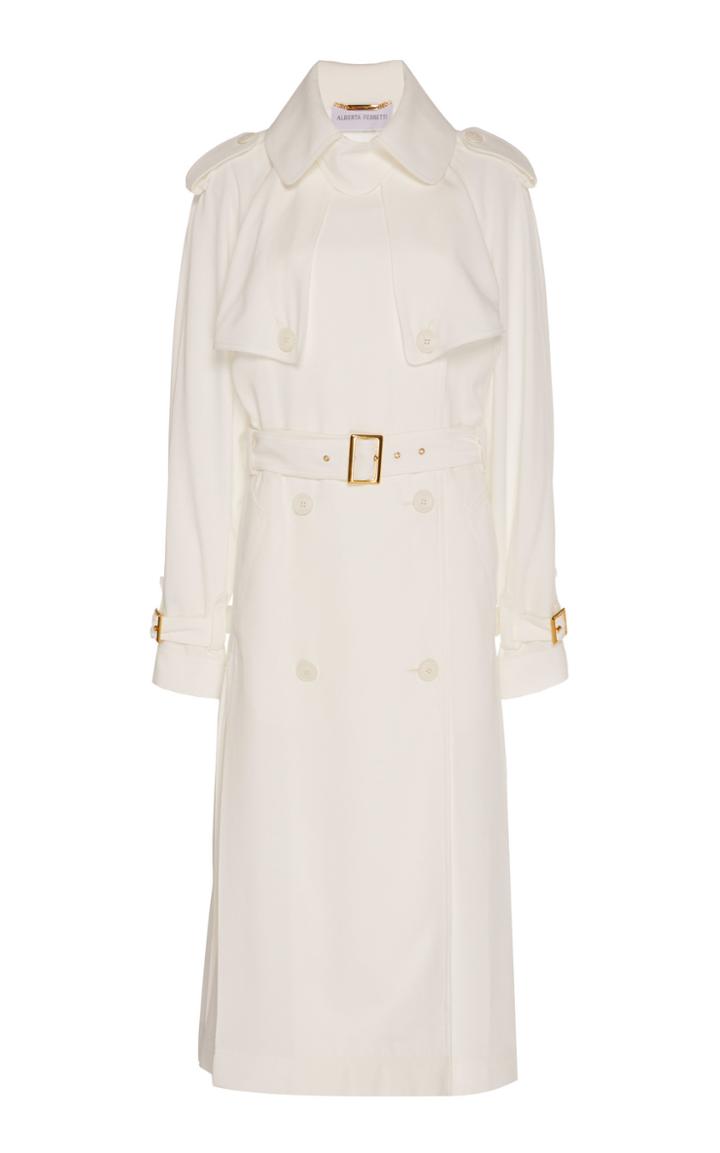 Alberta Ferretti Double-breasted Satin-effect Trench Coat