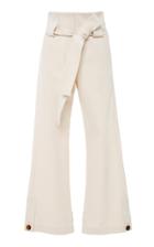 Rosetta Getty Cropped Belted Crepe Wide-leg Pants