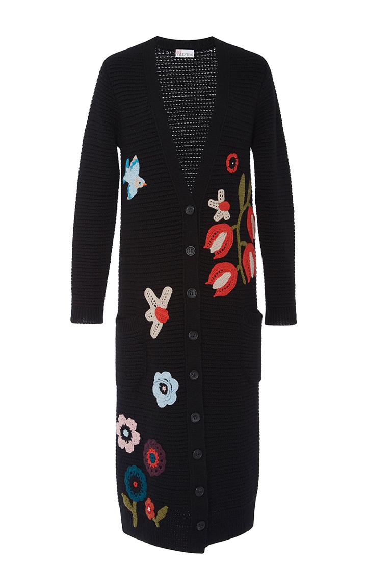 Red Valentino Crochet Macrofloral Long Cardigan