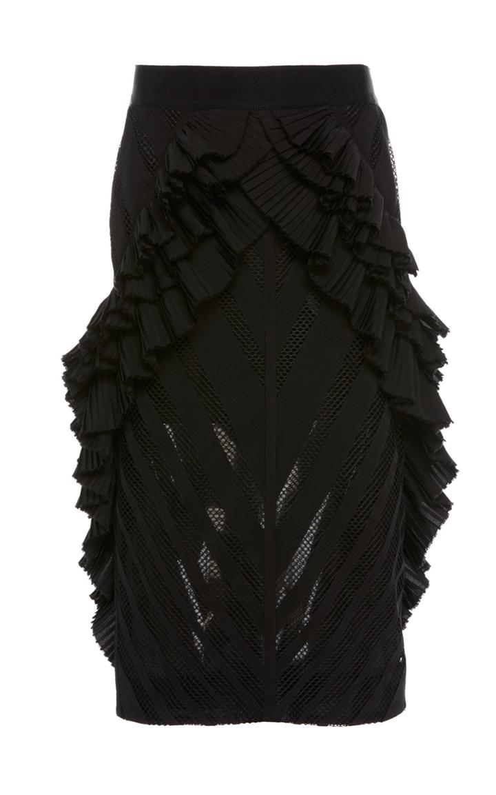 Unttld Victoria Pleated Silk Georgette Skirt